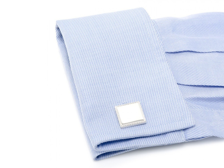 Engraved Cufflinks Ox & Bull 925 Sterling Silver Rope Border Squareproduct image #5