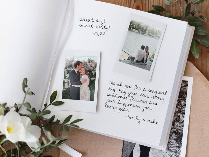 Custom Wedding Guest Book Off White Gold Heartproduct image #4