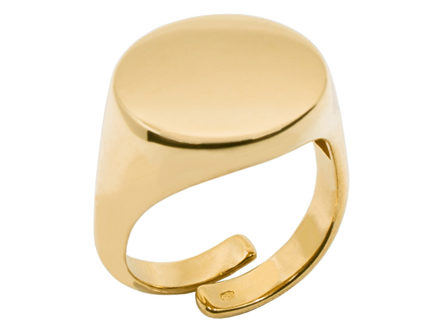Lorenzo Signet Ring Men Adjustable Gold Plated 925 Sterling Silverproduct image #1