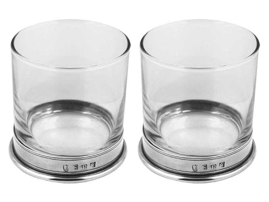 Whiskey Glasses Pewter Old English Set of 2 Engravedproduct image #1