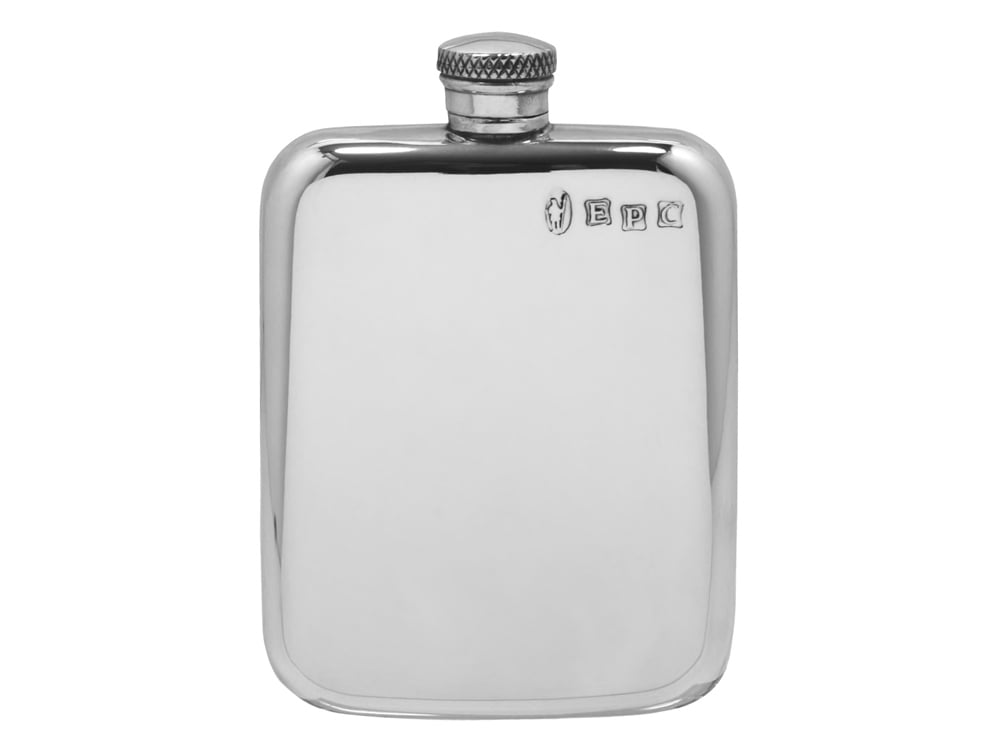 Handmade Hip Flask Pewter Old English 4 ozproduct zoom image #1