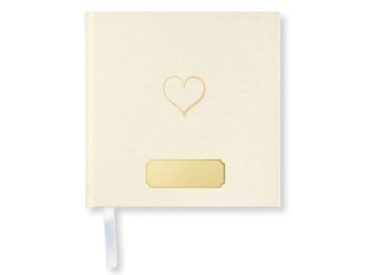 Custom Wedding Guest Book Off White Gold Heartproduct zoom image #1